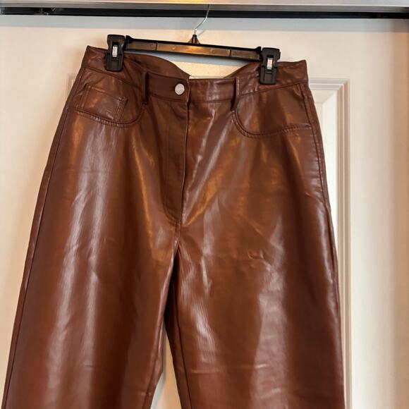 EUC Wilfred Aritzia Melina Pants Soft Vegan Leather Cognac Sz 14 - Picture 3 of 11